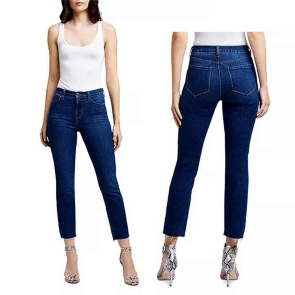 L'Agence Sada High Rise Crop Slim Faded Raw Hem Jeans Crescent Size: 25 NWT - Picture 1 of 8